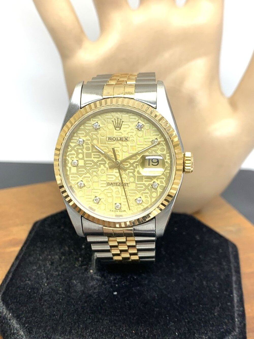 Rolex Datejust Watch 16233 Swiss Automatic Diamond Jubilee Dial Gold Steel 1993